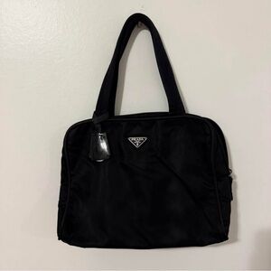 Vintage Prada Black Nylon Bag with Silver Lock